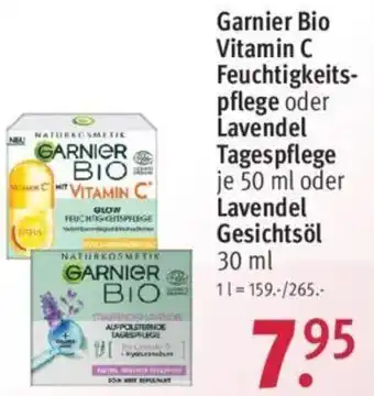 Rossmann Garnier Bio Vitamin C Feuchtigkeitspflege oder Lavendel Tagespflege je 50 ml oder Lavendel Gesichtsöl 30 ml Angebot