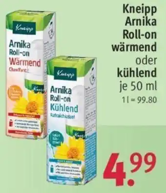 Rossmann Kneipp Arnika Roll-on wärmend oder kühlend 50 ml Angebot