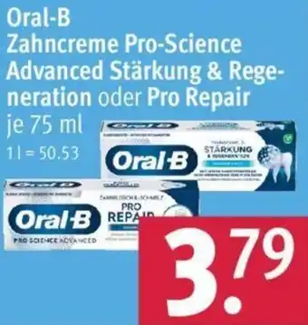 Rossmann Oral-B Zahncreme Pro-Science Advanced Stärkung & Regeneration oder Pro Repair 75 ml Angebot
