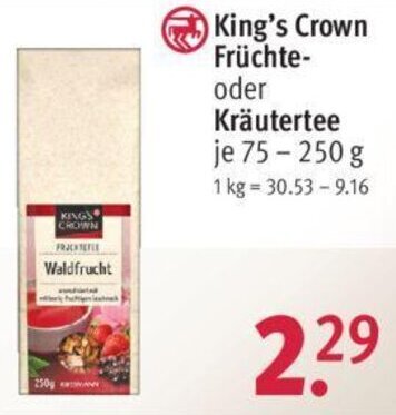 Rossmann King's Crown Früchte-oder Kräutertee 75 - 250 g Angebot