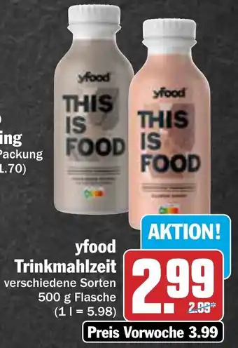 AEZ yfood Trinkmahlzeit 500 g Flasche Angebot