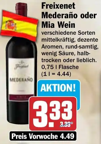 AEZ Freixenet Mederaño oder Mia Wein 0,75 L Flasche Angebot