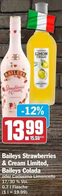 AEZ Baileys Strawberries & Cream Limited, Baileys Colada 0,7 L Flasche Angebot