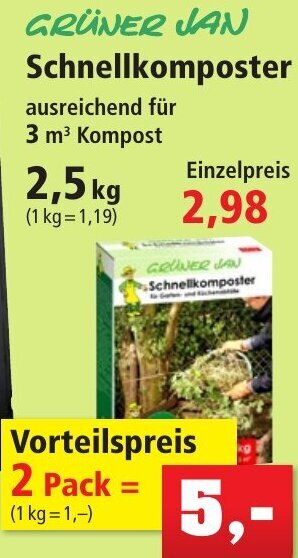 Thomas Philipps GRÜNER JAN Schnellkomposter 2,5kg Angebot