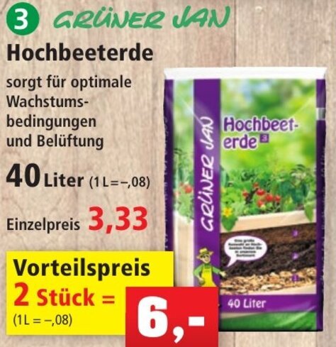 Thomas Philipps GRÜNER JAN Hochbeeterde 40 Liter Angebot