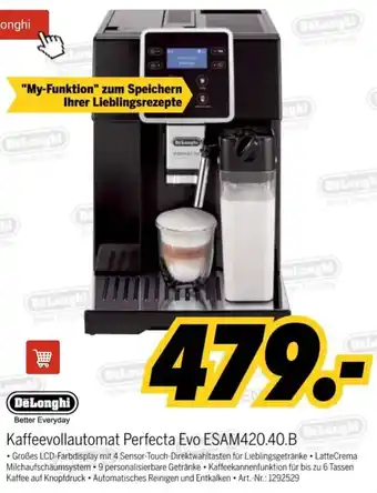 MEDIMAX DeLonghi Kaffeevollautomat Perfecta Evo ESAM420.40.B Angebot