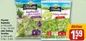 REWE Florette Kopfsalat 150 g oder Eisberg Streifen 300 g Btl. Angebot