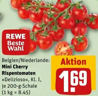 REWE Mini Cherry Rispentomaten 200 g Schale Angebot