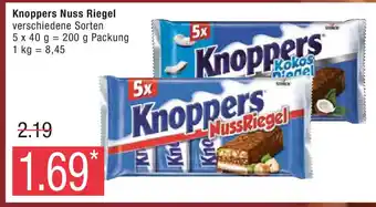 Marktkauf Knoppers Nuss Riegel verschiedene Sorten 5 x 40 g = 200 g Packung 1 kg = 8,45 Angebot