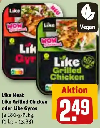 REWE Like Meat Like Grilled Chicken oder Like Gyros 180-g-Pckg. Angebot