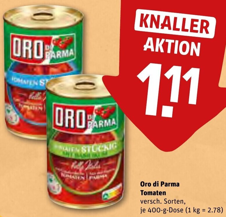 REWE Oro di Parma Tomaten 400 g Dose Angebot