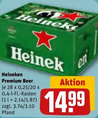 REWE Heineken Premium Beer 28 x 0,25/20 x 0,4-l-Fl.-Kasten Angebot