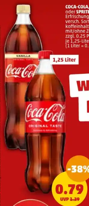 PENNY COCA-COLA, FANTA oder SPRITE 1,25 Liter Angebot