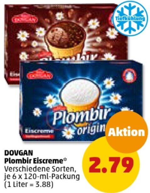 DOVGAN Plombir Eiscreme 6 x 120-ml-Packung Angebot bei PENNY