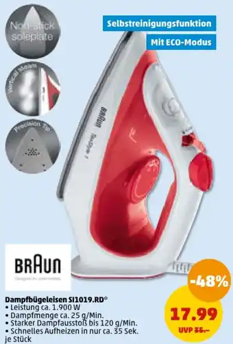 PENNY BRAUN Dampfbügeleisen SI1019.RD Angebot