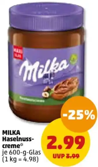 PENNY MILKA Haselnusscreme 600 g Glas Angebot