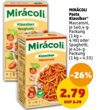 PENNY MIRÁCOLI Pasta Klassiker 560,4 g/616 g Packung Angebot