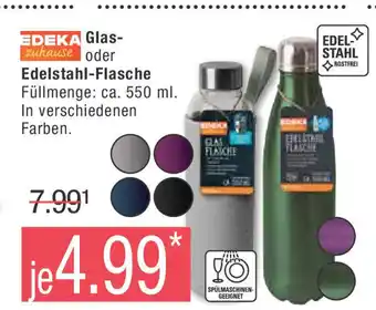 Marktkauf EDEKA zuhause Glas-oder Edelstahl-Flasche Füllmenge: ca. 550 ml. In verschiedenen Farben. Angebot