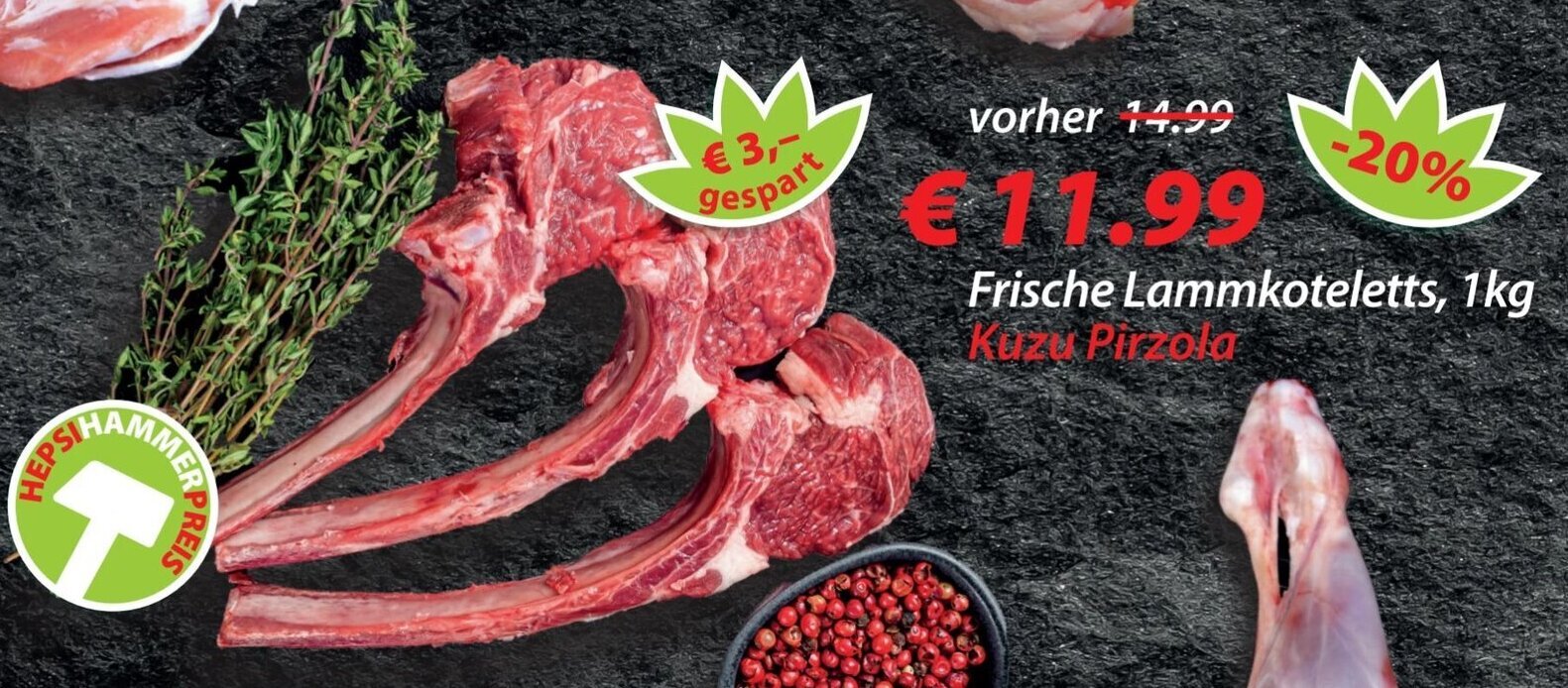 Hepsi-Markt Frische Lammkoteletts, 1kg Angebot