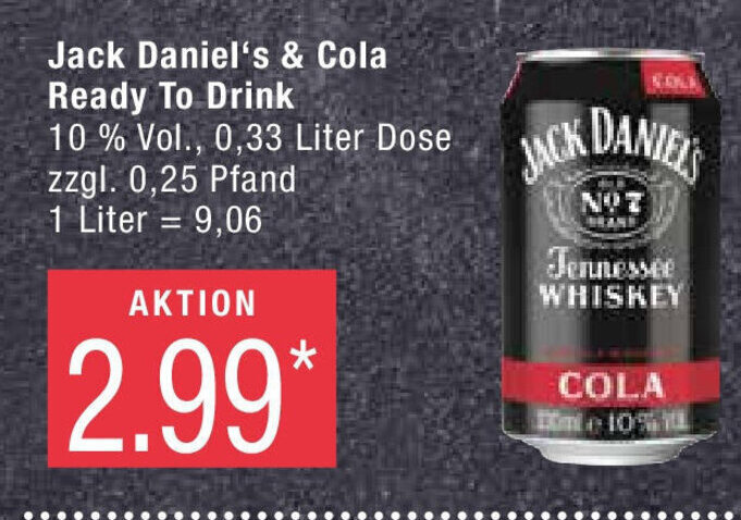 Marktkauf Jack Daniel's & Cola Ready To Drink 10% Vol., 0,33 Liter Dose Angebot