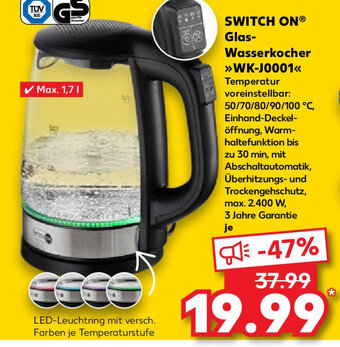 Kaufland SWITCH ONⓇ Glas Wasserkocher WK-j0001 max.1,7L 3 Jahre Garantie Angebot