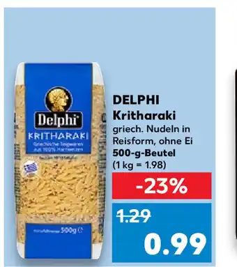 Kaufland DELPHI Kritharaki griech. Nudeln in Reisform, ohne Ei 500-g-Beutel (1 kg = 1.98) Angebot