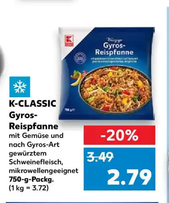 Kaufland K-CLASSIC Gyros-Reispfanne mit Gemüse und nach Gyros-Art gewürztem Schweinefleisch, 750-g-Packg. (1 kg = 3.72) Angebot