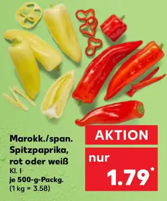 Kaufland Marokk./span. Spitzpaprika, rot oder weiß KI. I je 500-g-Packg. (1 kg = 3.58) Angebot