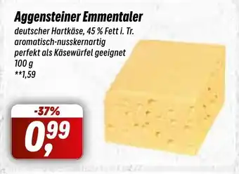 Simmel Aggensteiner Emmentaler deutscher Hartkäse, 45% Fett i. Tr. aromatisch-nusskernartig perfekt als Käsewürfel geeignet 100 g Angebot