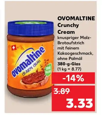 Kaufland OVOMALTINE Crunchy Cream knuspriger Malz-Brotaufstrich mit feinem Kakaogeschmack, ohne Palmöl 380-g-Glas (1 kg = 8.77) Angebot