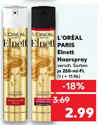 Kaufland L'ORÉAL PARIS Elnett Haarspray versch. Sorten je 250-ml-FI. (11 = 11.96) Angebot