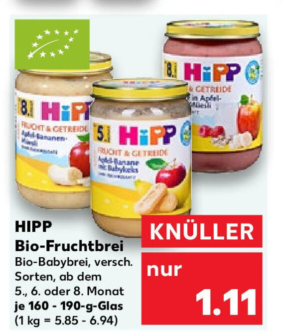 Kaufland HIPP Bio-Fruchtbrei Bio-Babybrei, versch. Sorten, je 160- 190g - glas Angebot
