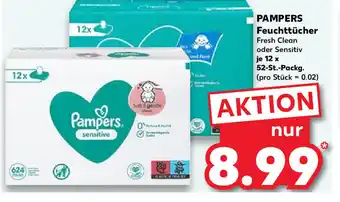 Kaufland PAMPERS Feuchttücher Fresh Clean oder Sensitiv je 12 x 52-St.-Packg. (pro Stück = 0.02) Angebot