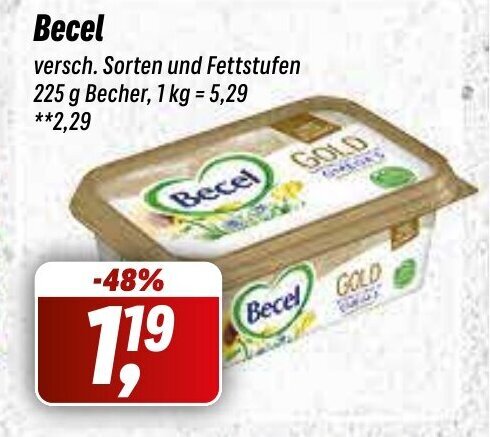 Simmel Becel versch. Sorten und Fettstufen 225 g Becher, 1 kg = 5,29 Angebot