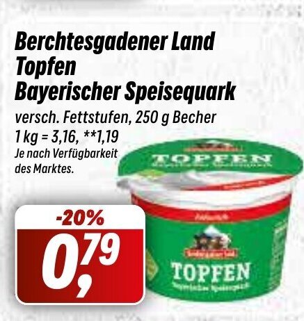 Simmel Berchtesgadener Land Topfen Bayerischer Speisequark 250g Angebot
