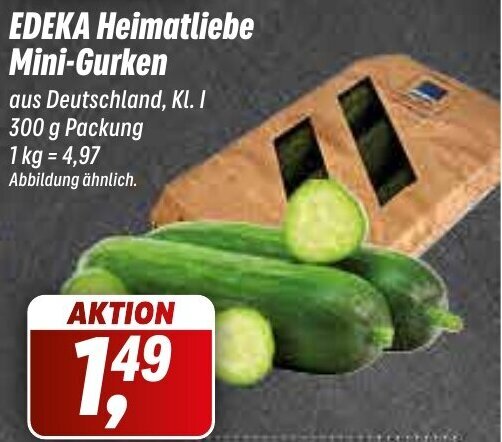 Simmel EDEKA Heimatliebe Mini-Gurken aus Deutschland, Kl. I 300 g Packung Angebot