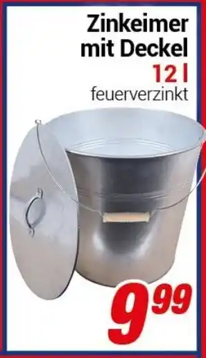 CENTERSHOP Zinkeimer mit Deckel 12 L Angebot