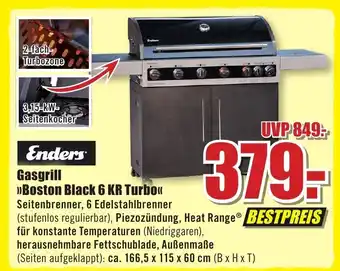 B1 Discount Baumarkt Enders Gasgrill >>Boston Black 6 KR Turbo« Angebot