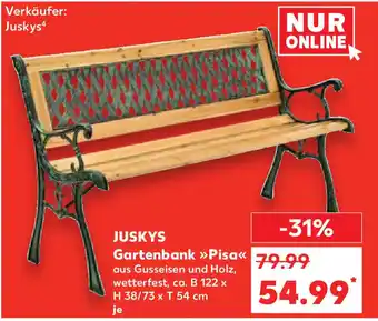 Kaufland JUSKYS Gartenbank >>Pisa<< aus Gusseisen und Holz, wetterfest, ca. B 122 x H 38/73 x T 54 cm Angebot