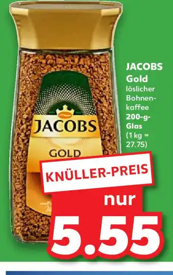 Kaufland JACOBS Gold löslicher Bohnen-kaffee 200-g-Glas (1 kg = 27.75) Angebot