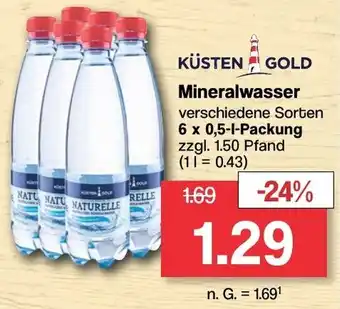 Famila Nord West KÜSTEN GOLD Mineralwasser 6 x 0,5-L-Packung Angebot