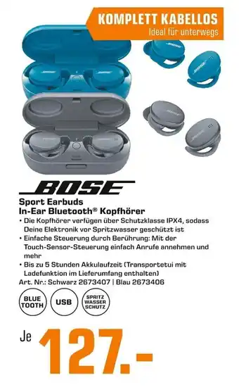 Saturn Bose Sport Earbuds In Ear Bluetooth Kopfhörer Angebot