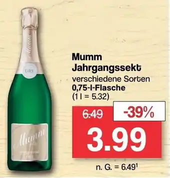 Famila Nord West Mumm Jahrgangssekt 0,75-L-Flasche Angebot