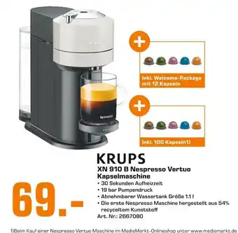 Saturn Krups XN 910 B Nespresso Vertuo Kapselmaschine Angebot