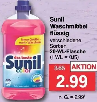 Famila Nord West Sunil Waschmittel flüssig 20 WL Flasche Angebot