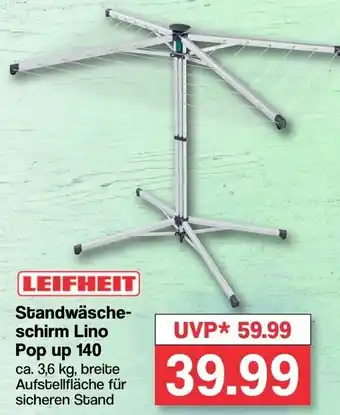 Famila Nord West LEIFHEIT Standwäscheschirm Lino Pop up 140 Angebot