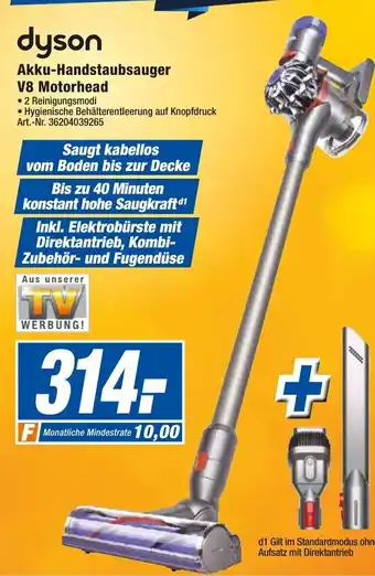 expert Techno Land Dyson Akku Handstaubsauger V8 Motorhead Angebot