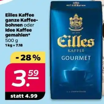 NETTO Eilles Kaffee ganze Kaffeebohnen oder Idee Kaffee gemahlen 500g Angebot