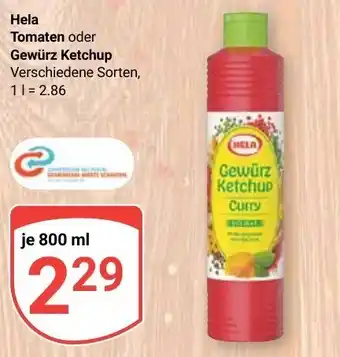 Globus Hela Tomaten oder Gewürz Ketchup je 800 ml Angebot