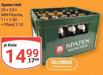 Globus Spaten Hell 20 x 0,5 1-MW-Flasche Angebot